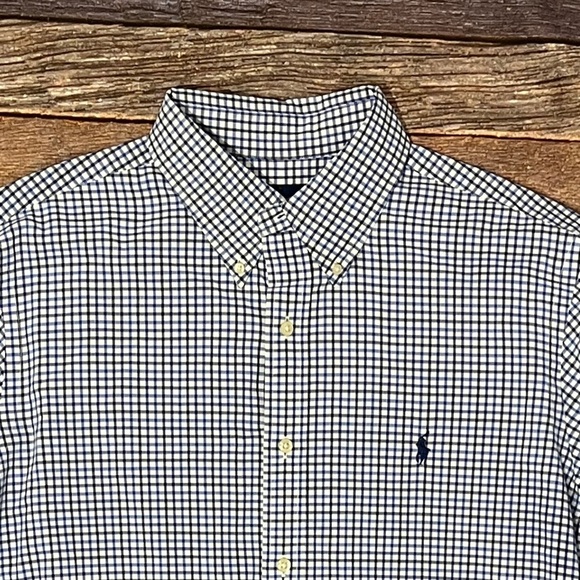 Ralph Lauren Blue Shirt Checkered Long Sleeve Button Down Shirt - Picture 2 of 8